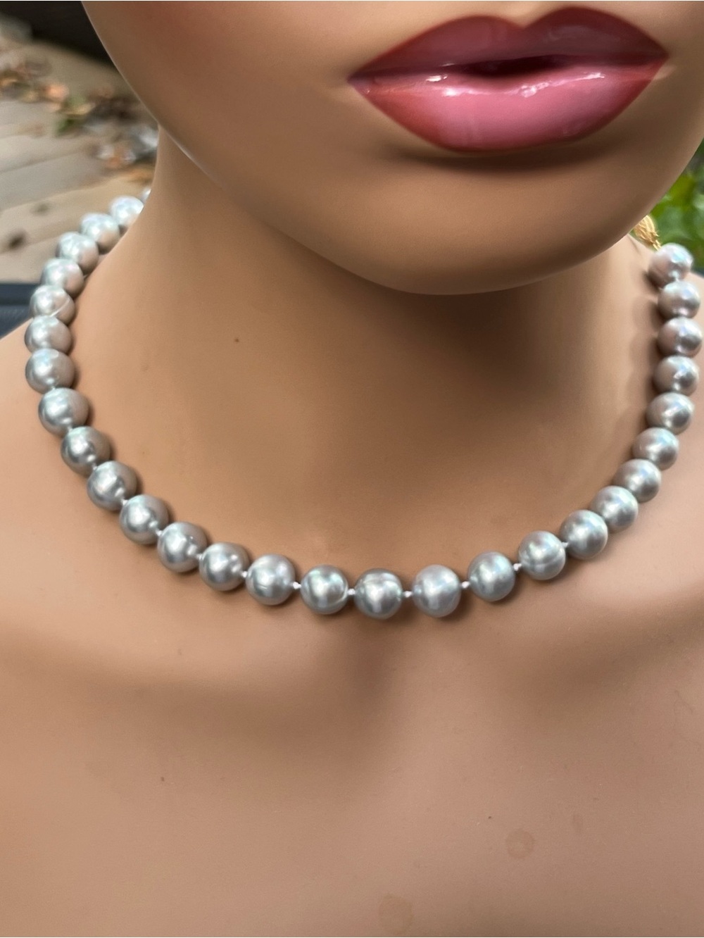 L71:  Gorgeous 10 to 11mm Platinum Silver Natural South Sea Pearls 14k - Stamped
